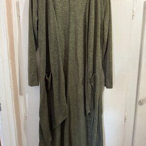 NEW G by Giuliana Olive Green Hi-Lo Duster Sweater Cardigan Medium Petite Length